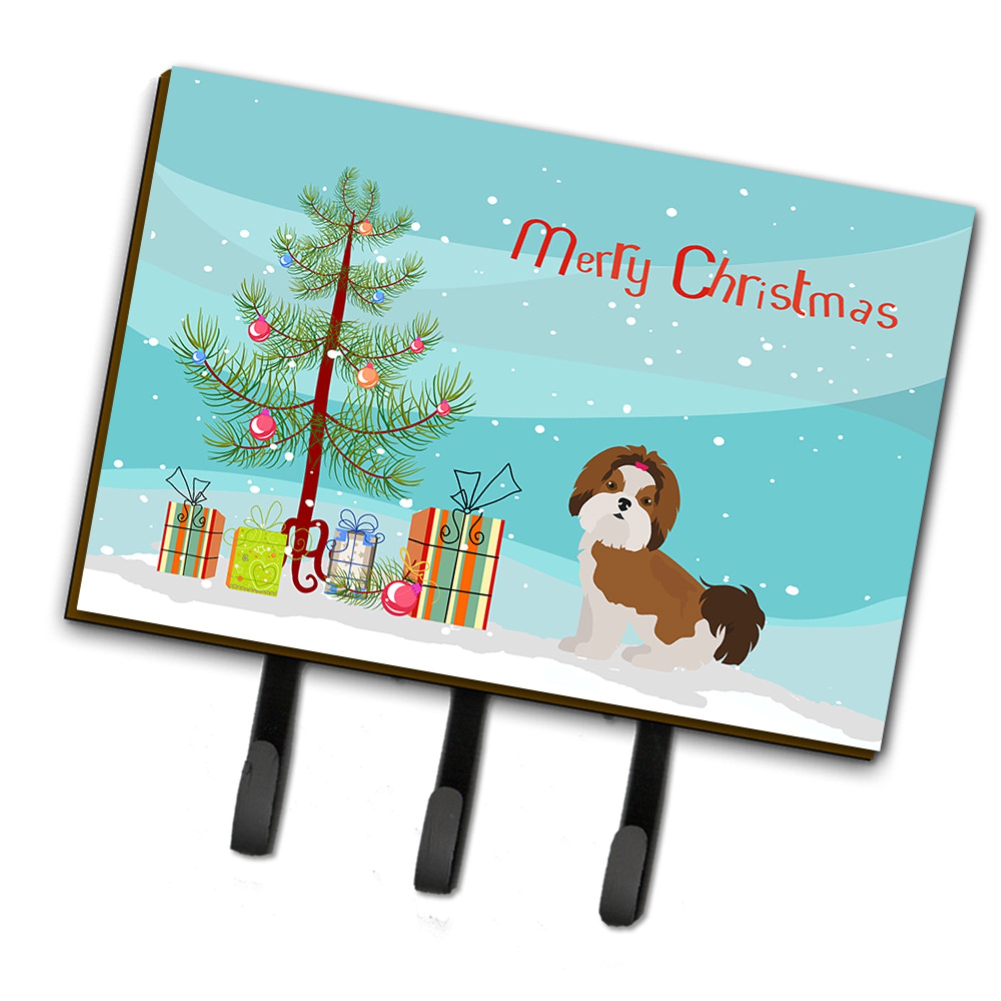 Caroline'S Treasures Imperial Shih Tzu Christmas Tree Leash Or Key Holder Hooks, Multicolor